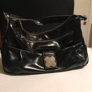 Liz Claiborne NY FourLeaf Clover Shiny Black Purse